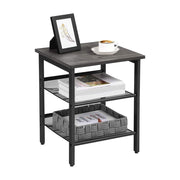 Nightstand, Set of 2 Side Tables, End Tables with Adjustable Mesh Shelves