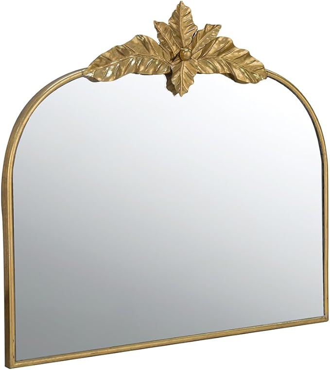 Large Round Wall Mirror with Ornate Gold Metal Frame, Traditional Accent Mirror