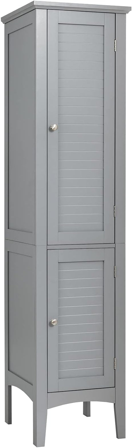 Tall Bathroom Storage Cabinet, 5-Tier Wooden Freestanding Tower Cabinet