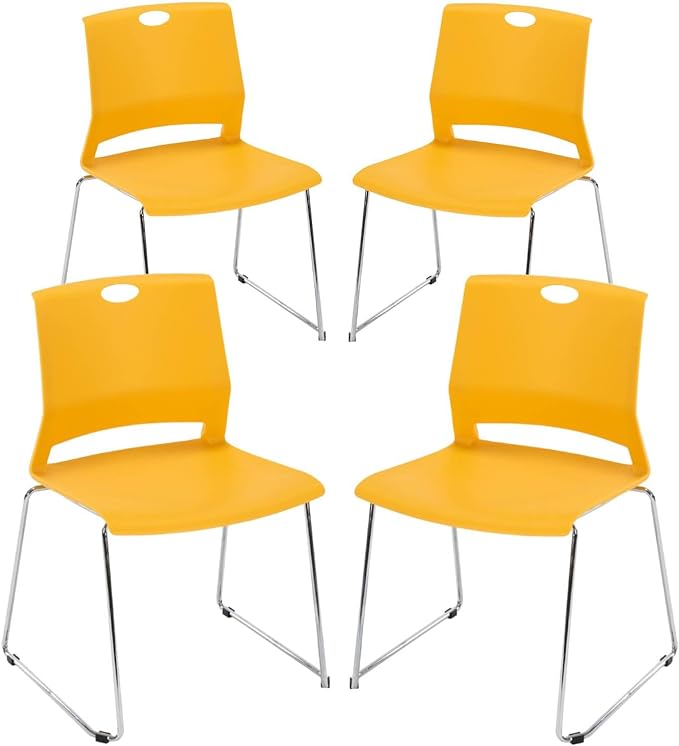 Waiting Room Chairs, Pack of 4 Plastic Chairs Office Guest Chairs & Reception Chairs Staking Chairs for Meeting Room,