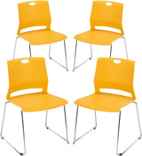 Waiting Room Chairs, Pack of 4 Plastic Chairs Office Guest Chairs & Reception Chairs Staking Chairs for Meeting Room,