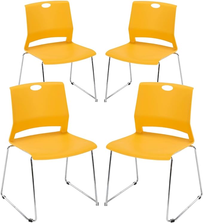 Waiting Room Chairs, Pack of 4 Plastic Chairs Office Guest Chairs & Reception Chairs Staking Chairs for Meeting Room,