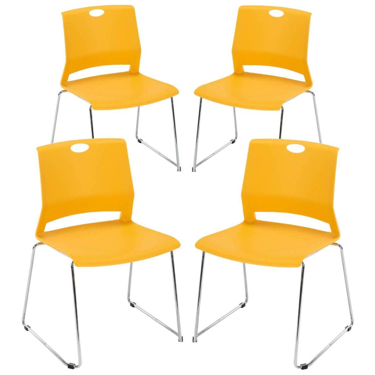 Waiting Room Chairs, Pack of 4 Plastic Chairs Office Guest Chairs & Reception Chairs Staking Chairs for Meeting Room,