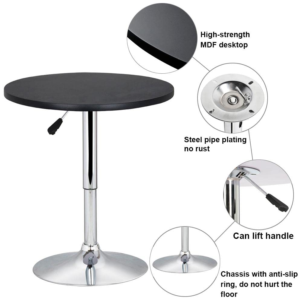 3-Piece Bar Table Set, Round Bar Table and PU Leather Adjustable Swivel Armless Chairs