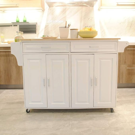 Large Kitchen Island with Storage, Kitchen Cart on Wheels with 2 Large Drawers