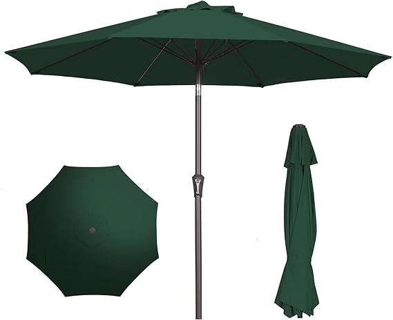 9FT Patio Umbrella Outdoor Market Umbrella with Push Button Tilt and Crank