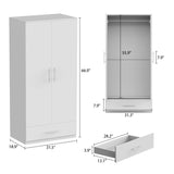 Armoire Wardrobe Closet with 2 Doors, Wardrobe with Hanging Rod and Drawer