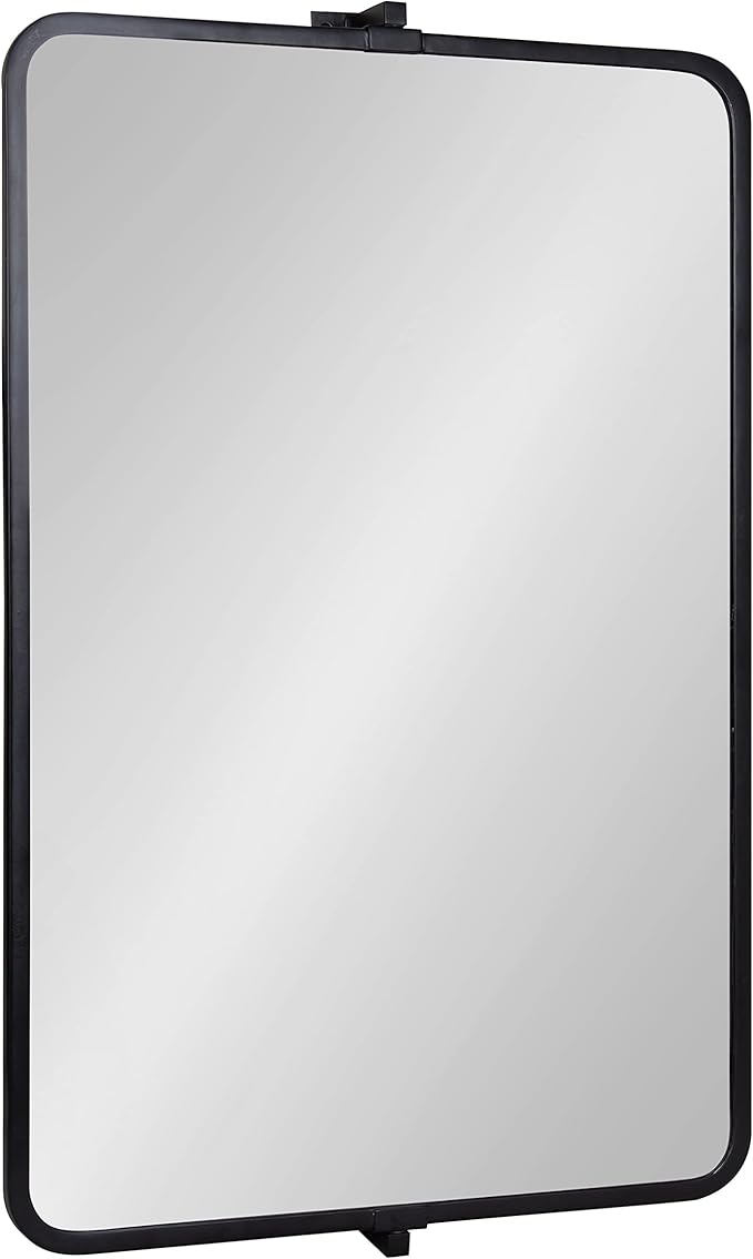 Elijah Modern Rectangular Pivot Wall Mirror, 38 x 24, Black, Decorative Adjustable Mirror