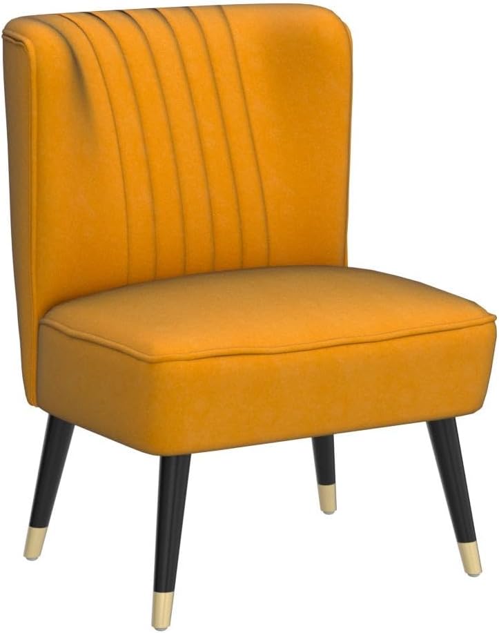 HomeZero Aero Mid-century Modern Upholstered Accent Chair, Gold