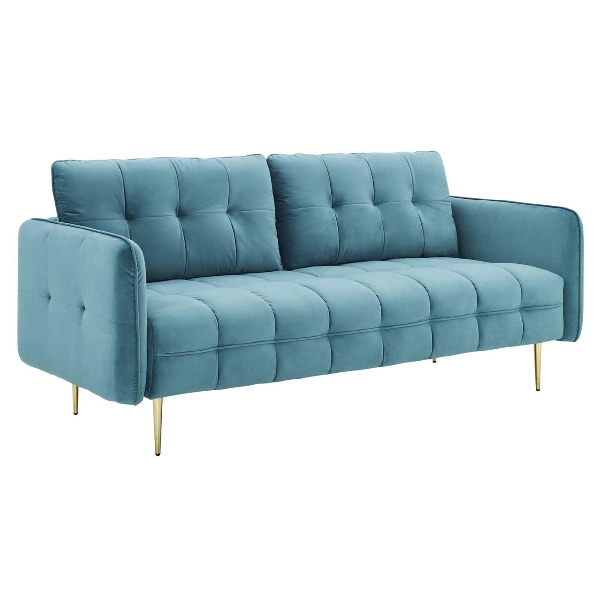 Cameron Tufted Performance Velvet Sofa in Sea Blue