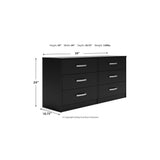 Finch Modern 6 Drawer Dresser with Ball-bearing Construction and Safety Stop, Black