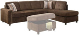 Velvet Sectional with Pillow in Beige