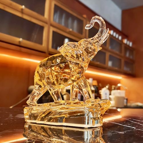 Amber Acrylic Elephant Figurine Luck Elephant Auspictious Feng Shui Elephant