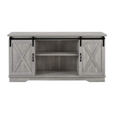 furnishings Tucker 58 Inch Sliding Barn Door TV Console in Stone Grey