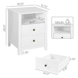 Modern Nightstands - Set of 2 White Night Stand for Bedroom, Bedside Table