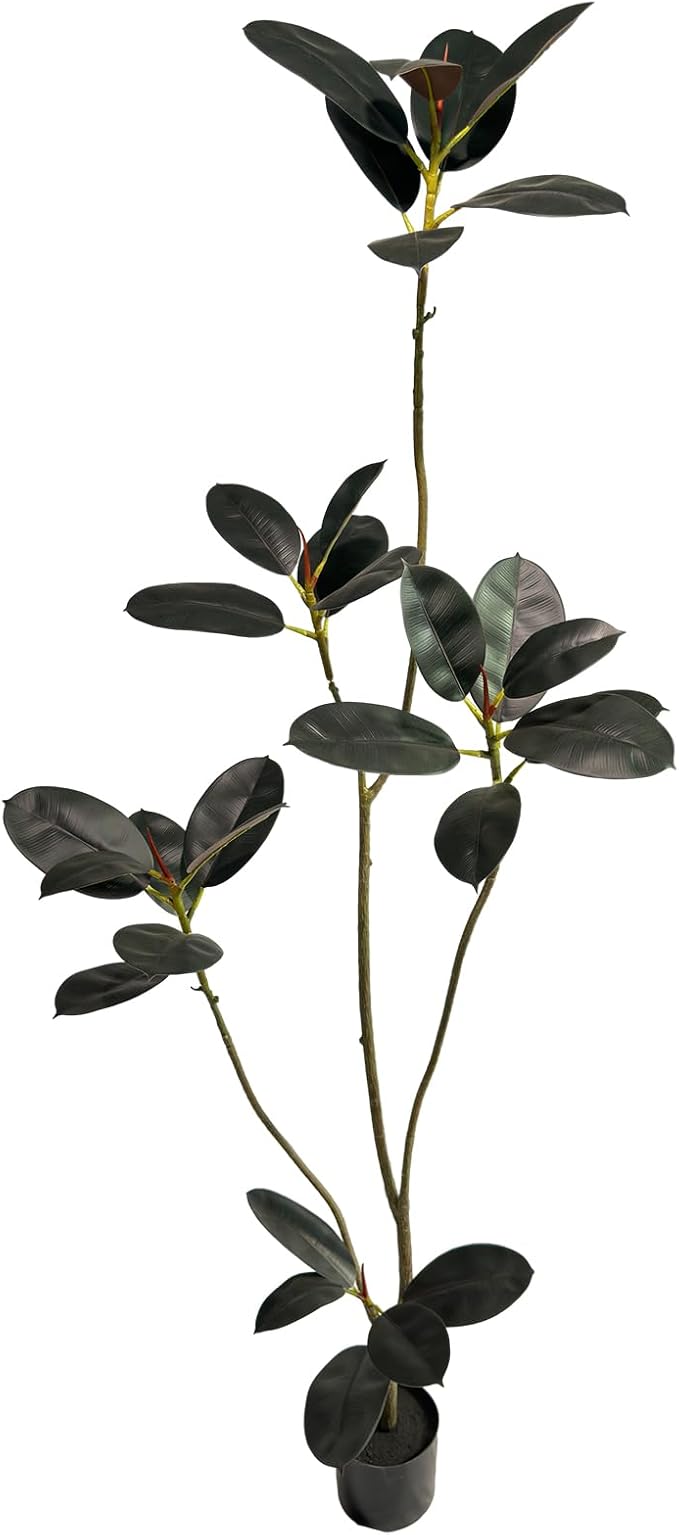 Artificial Rubber Tree,6ft Tall Fake Plants Artificial Rubber Plants for Indoor