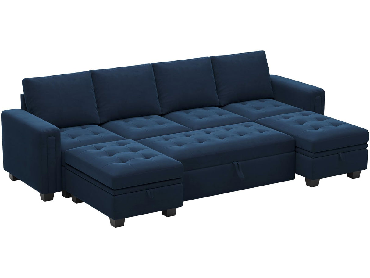 Modular Sectional Sleeper Sofa with Pull Out Bed Convertible U Shaped Sectional Sofa