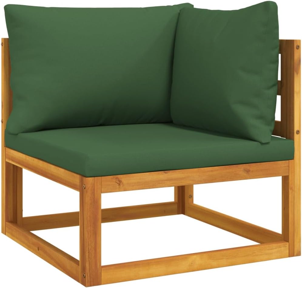VRAXO 7 Piece Patio Lounge Set with Green Cushions Solid Wood,Outdoor Furniture Sets-198.44lbs-101