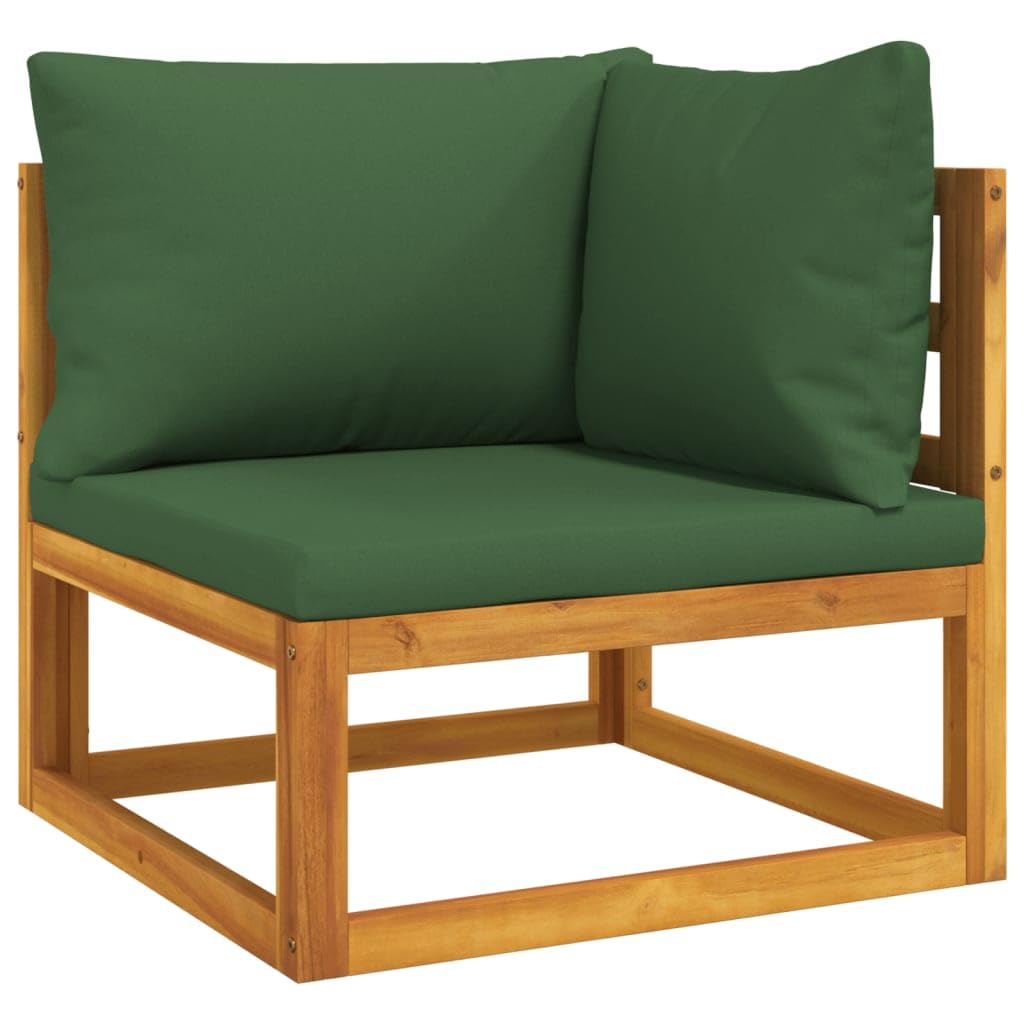 VRAXO 7 Piece Patio Lounge Set with Green Cushions Solid Wood,Outdoor Furniture Sets-198.44lbs-101