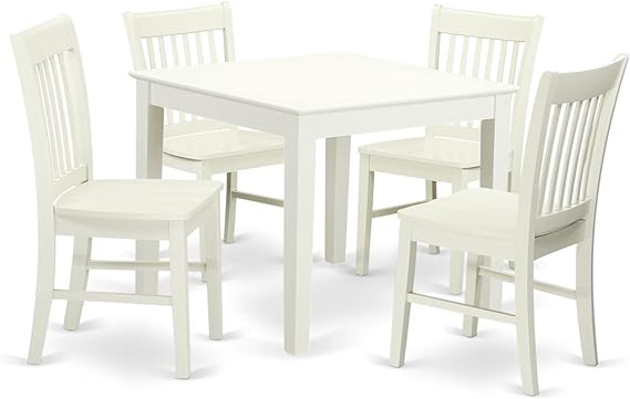 OXNO5-MAH-W 5 Piece Dining Set Includes a Square Dinner Table