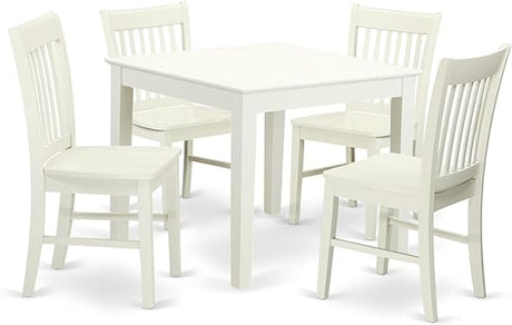 OXNO5-MAH-W 5 Piece Dining Set Includes a Square Dinner Table