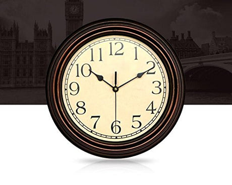 12 Inch Wall Clock, Round Silent Classic Clocks, Retro Non Ticking Quartz Clock