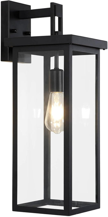 2 Pack Large Size Outdoor Wall Lantern Exterior Wall Light Fixture, 20 in Matte Black