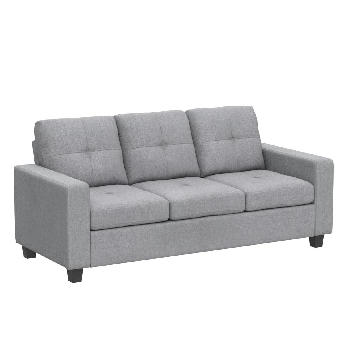 Viviana Three Seater Sofa with Wood Legs, Gray and Natural Finish