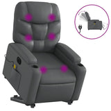 Massage Recliner Armchair in Gray Faux Leather - Power Lift, Recline, Vibration Massage