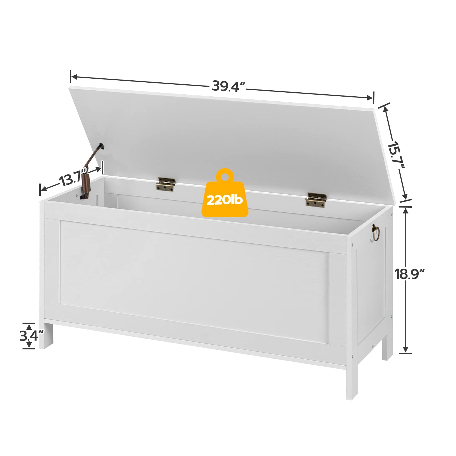 Storage Chest, Retro Toy Storage Organizer with Safety Hinge, Sturdy Entryway Storage