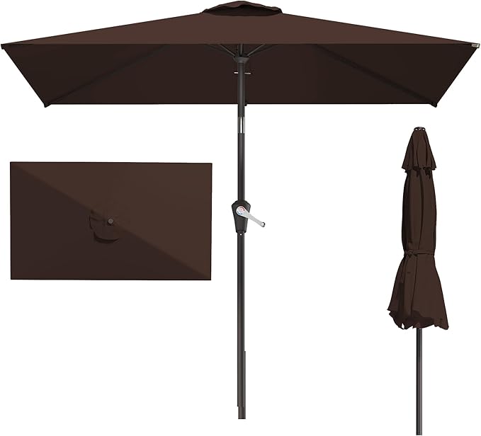 6.5' x 10' Rectangular Patio Umbrellas for Outdoor, Outdoor Table Umbrella