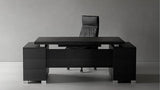 Furniture 79" Modern Ford Executive Desk with Filing Cabinets - Dark Wood