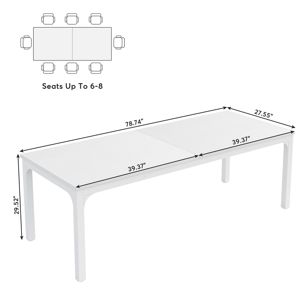 6.5 FT Conference Room Table, 78.74" W x 27.56" D Large Office Conference Table