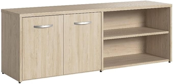 Business Furniture Studio C Low Storage Cabinet with Doors and Shelves