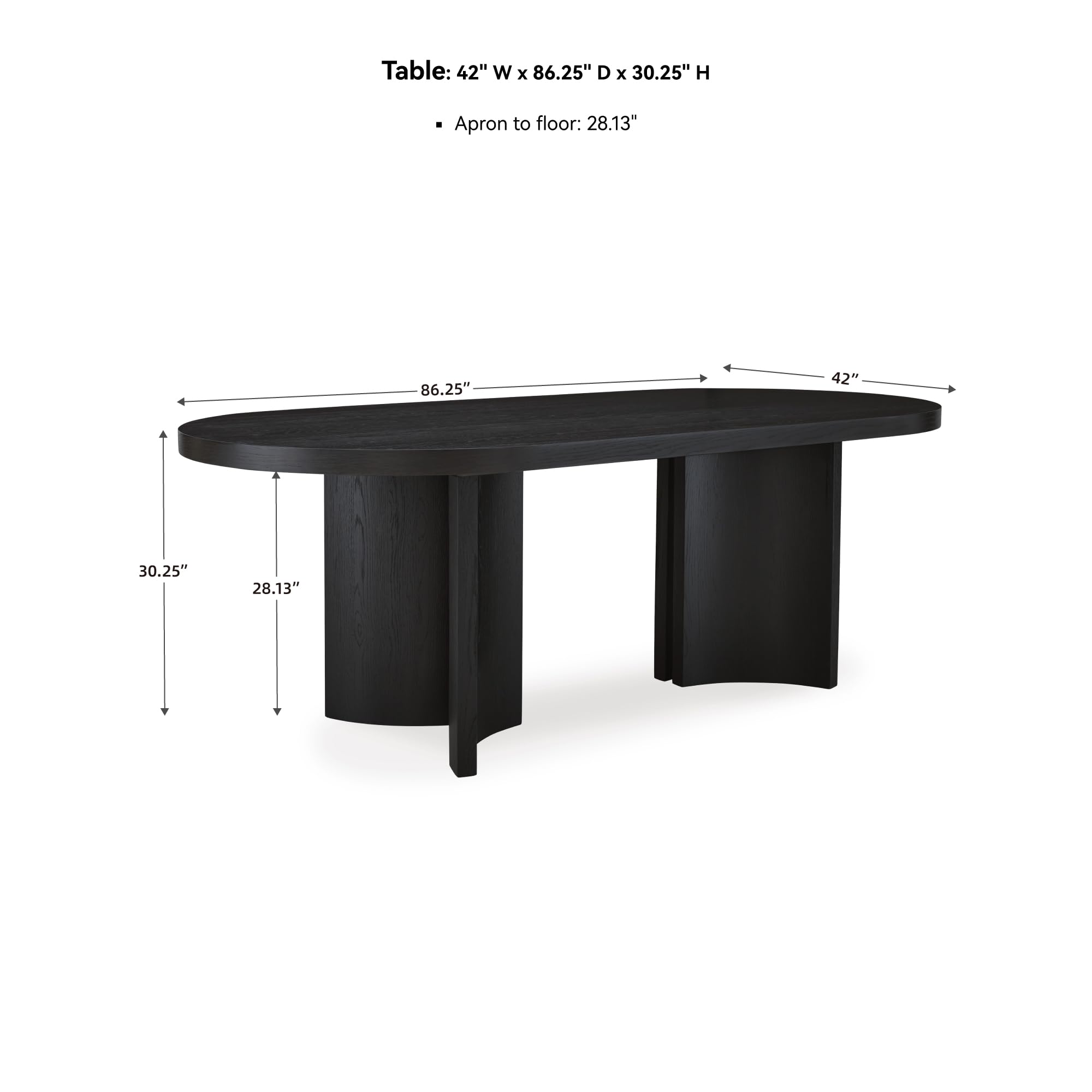 Rowanbeck Minimalist Dining Table for 8 People - Black