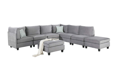 Zelmira Gray Velvet 8Pc Modular Sectional