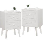 Nightstand Set of 2, White End Table with 2 Drawers Barn Door Decorated