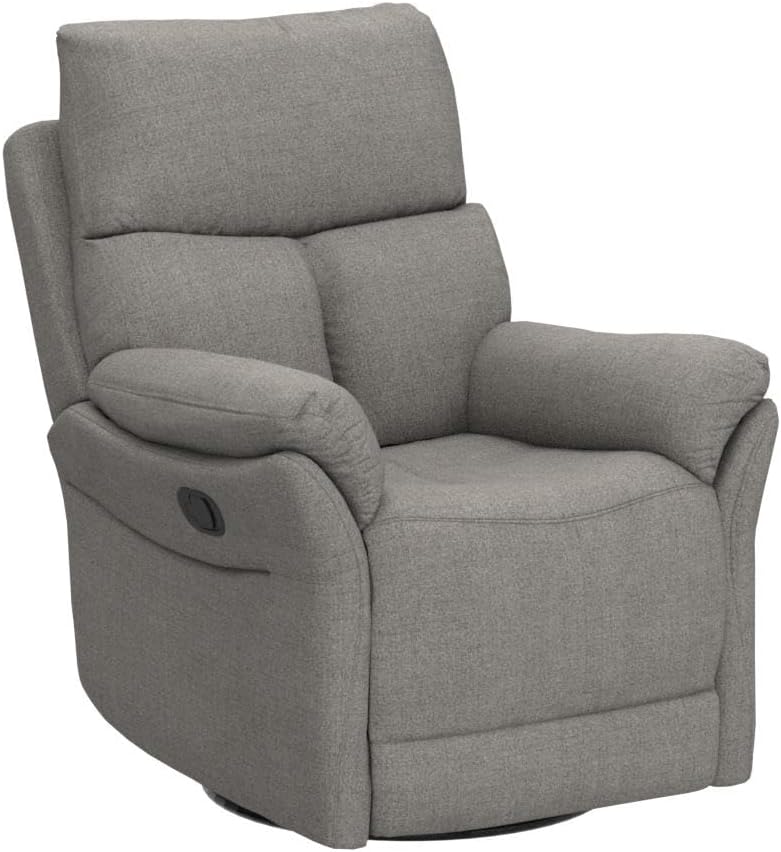 RelaxGlide Silver Manual Swivel Rocker Recliner Chair with Wing Back Design