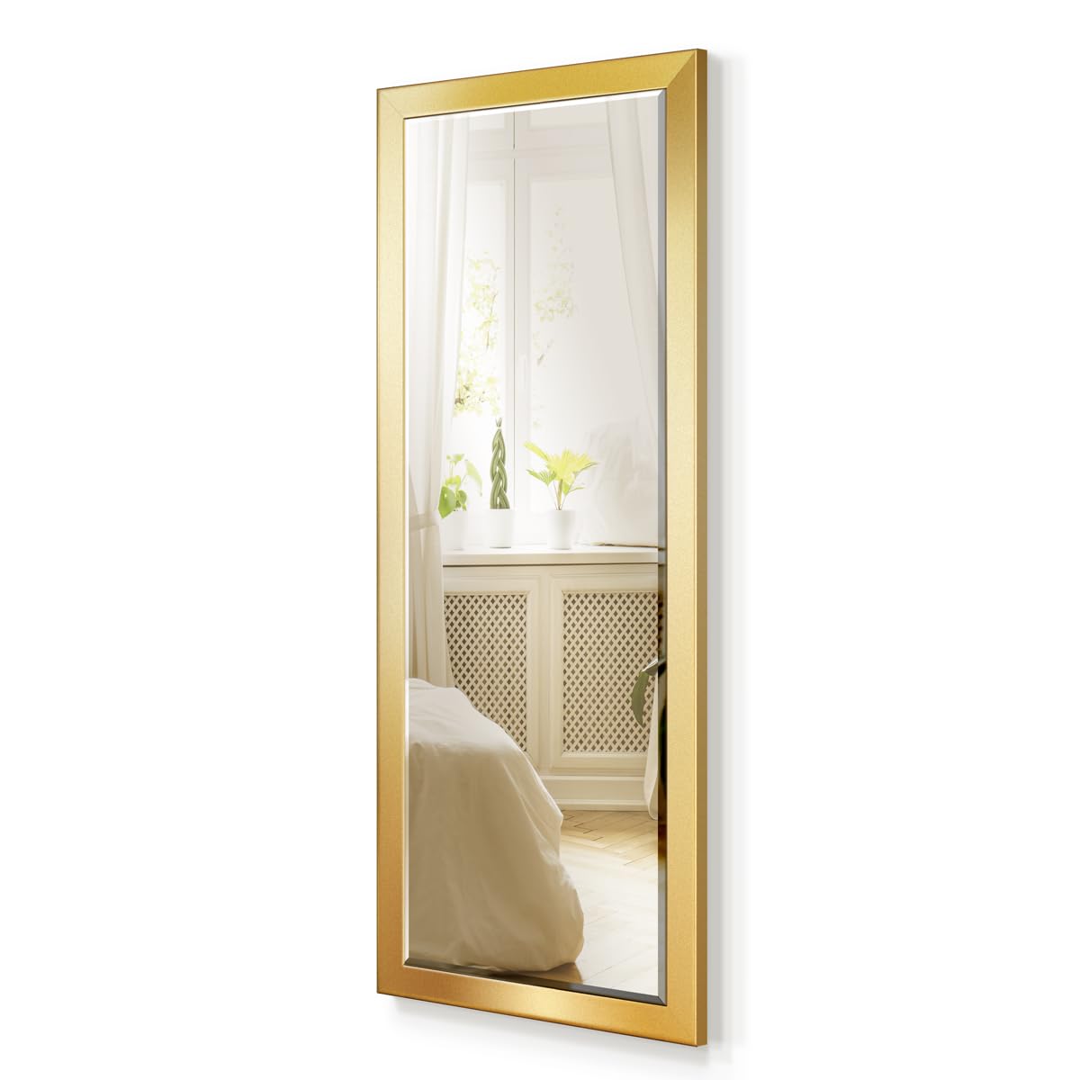 Gallery Full Length Mirror Shiny Gold Wood Frame Full Body Wall Mounted Apartment