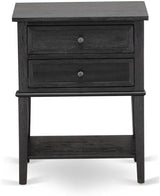 VL-13-ET Valencia Nightstand - Rectangle Modern End Table with 2 Drawers for Bedroom