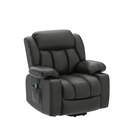 Lift Recliner Chair with Massage and Heating for Elderly and Adults,Breathable Leather Recliner Chairs for Living Room,USB Port,2 Cup Holders (Sliver Grey)