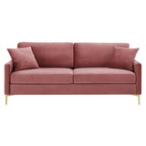 Juliana Performance Velvet Upholstered Sofa in Dusty Rose