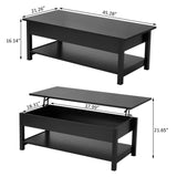 Lift Top Coffee Table with Hidden Compartment & Open Storage Shelf