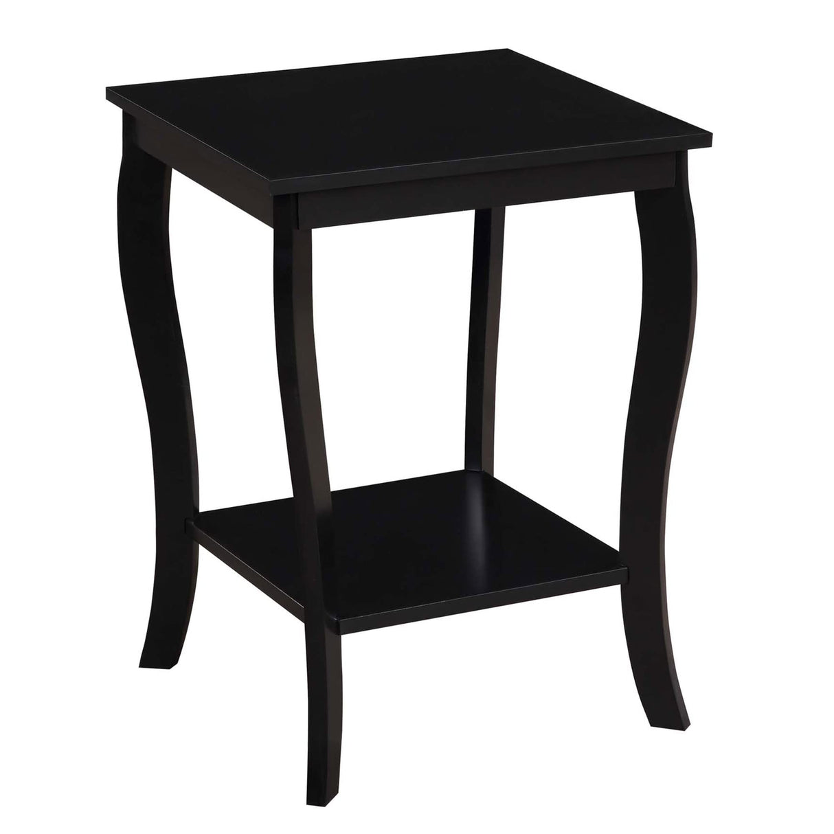 American Heritage Square End Table with Shelf, Black