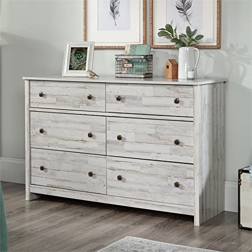 River Ranch Rustic 6-Drawer Bedroom Dresser in White Plank,