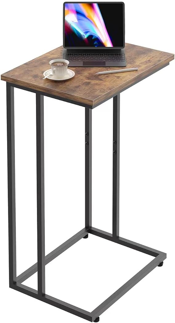 Wide C Side Table,C Couch Table with Metal Frames, Small Snack End Table