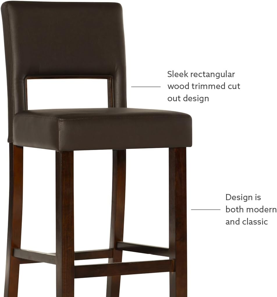 Vega Espresso Brown Barstool, 19" W x 20" D x 44.5" H