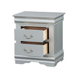 2 Drawers Wooden Nightstand, Platinum