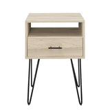 Croft Modern Small Bed Side Table Nightstand with Drawer Accent Table, 18 Inch, Birch