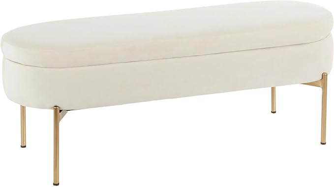 Chloe Storage Bench, Velvet Upholstered Storage Bench